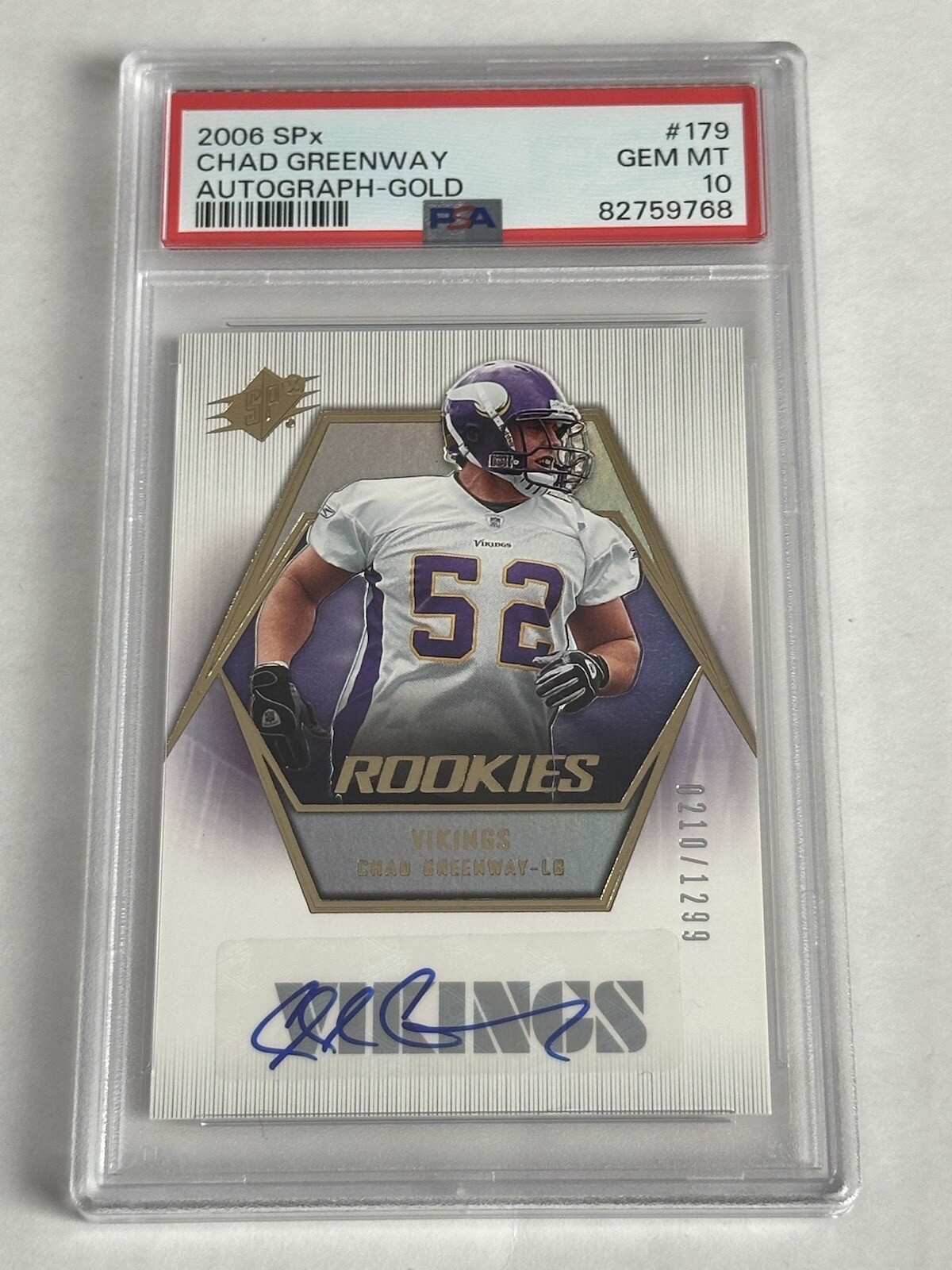 Chad Greenway Spx #179 Autograph-Gold