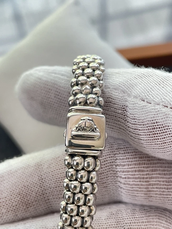 Lagos 鱼子酱 8 毫米玛雅绳手链带黑色玛瑙小号  — 第 3/4 张图片