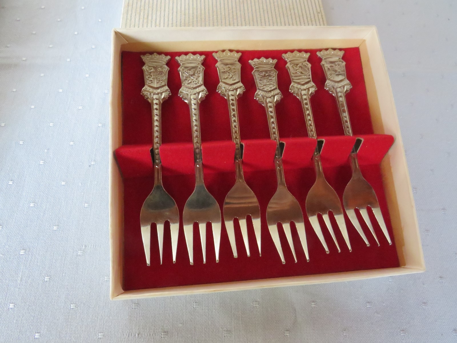 6 Löffel & 6 Gabeln mit Krone Andenken Niederlande Holland Speculum