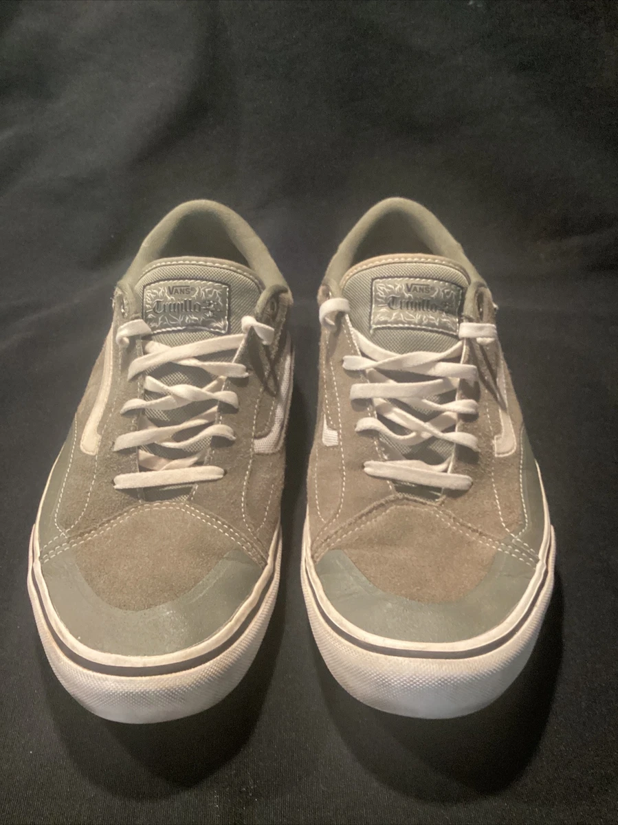 VANS Mens size 12 Trujillo low top skate shoes suede grey army green skateboard