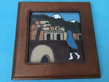 Beautiful Framed Hanging Spanish Tile/Trivet-Earth Tones-Adobe Home/Woman