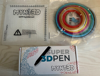 NEW MYNT3D Super3D Pen, MYNT3D Design & Free Pad, MiKA3D 24pk Refill+Fingercaps