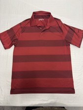 Men  s Size Medium NIKE Golf Fit Dry Red Striped Polo Shirt