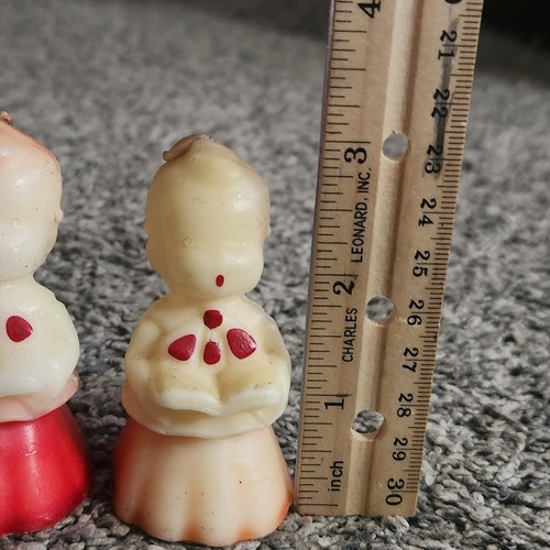 Gurley Vintage Christmas Caroler Candles Set Of 4 Choir Singers Red Dress 3" - Picture 2 of 7