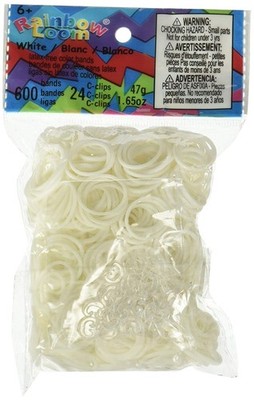 Rainbow Loom Official White Rubber Bands Refill 600 Count + 24 1 Pack,