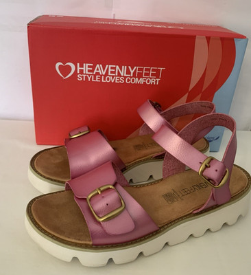 Heavenly Feet Trudy - Pink - Vegan Lightweight - Comfort Buckle Sandals - UK 5 EU 38