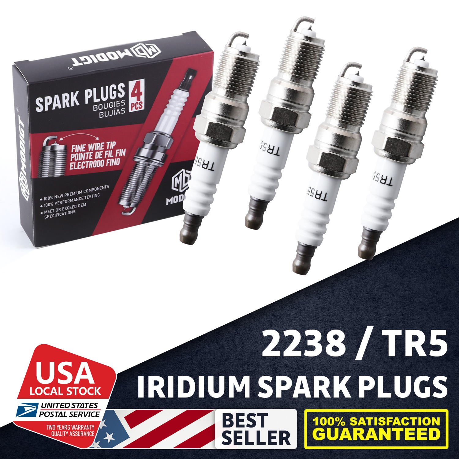 4PCS high reliability Iridium Spark Plugs new OE 2238/TR5 Direct Replacement