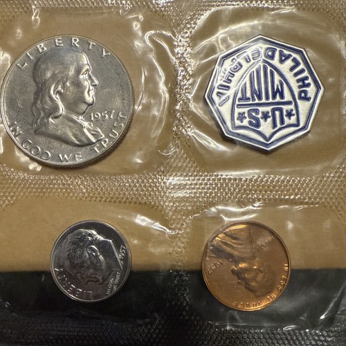 1957 Silver Proof U.S. Mint Flat Pack Set 5-Cello Sealed Coins with envelope - 第 3/6 張圖片