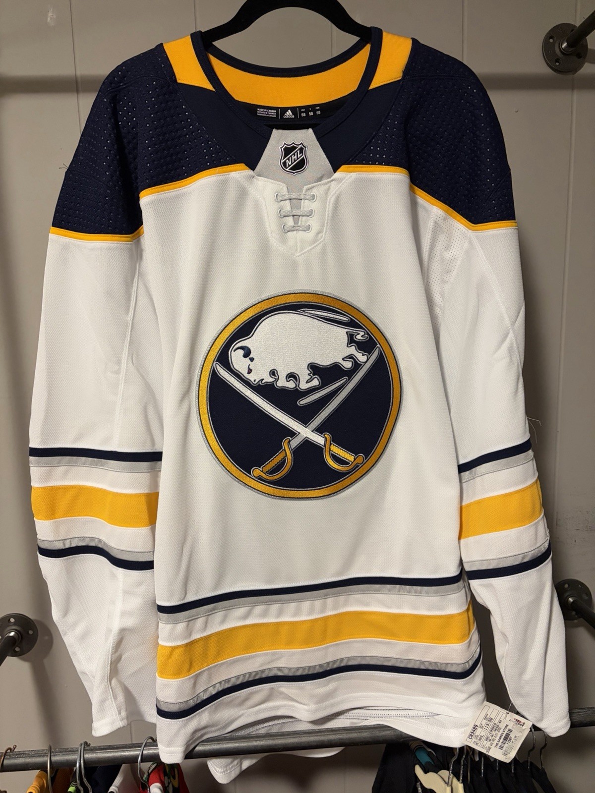 Adidas Made in Canada Buffalo Sabres white away jersey - size 58, NWT