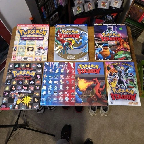 Vintage Lot of Pokemon Stadium 1 & 2 Nintendo 64 Game Guides and Posters