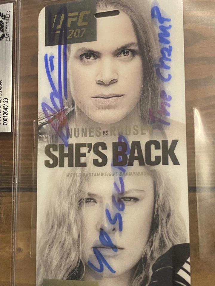 Ronda Rousey vs Amanda Nunes Signed UFC 207 Commemorative Event Ticket BAS COA  - Image 2 of 4