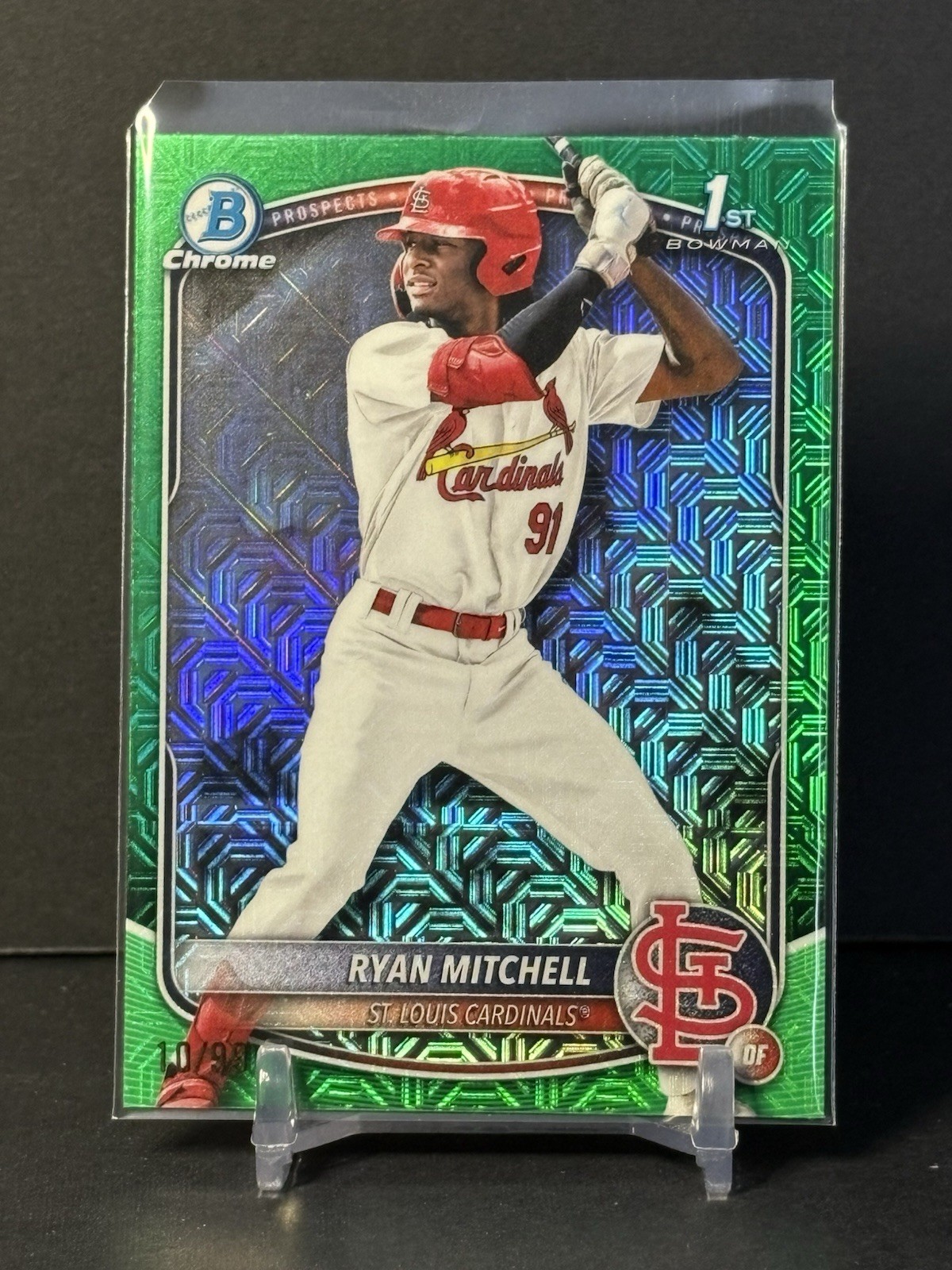 2025 Bowman Draft 1st Ryan Mitchell /99 Mega Mojo Green refractor Cardinals