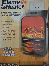 Flame Heater Portable Electric Wall Heater 1000 W Black Quick Heat Remote