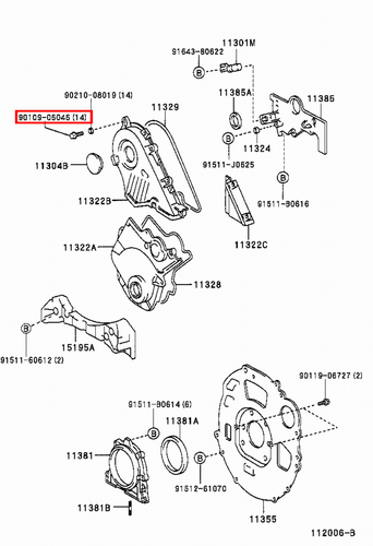 Genuine Picnic CXM10 CLM20 RAV4 CLA21 CLA20 2.0 2.2 Timing Cover Bolt - Picture 14 of 20