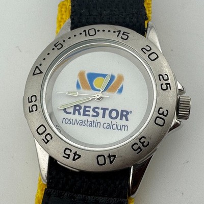 Crestor by Sweda Quartz Watch Men Silver Rotating Bezel Nylon Analog New Battery