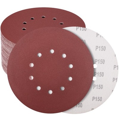 50 Pack 9-Inch 10-Hole Hook-and-Loop Sanding Disc, 240 Grit Aluminum Oxide Dr...
