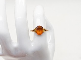 $500 3ct Natural Citrine FANCY Yellow Diamond Sterling Silver 14k Gold Ring