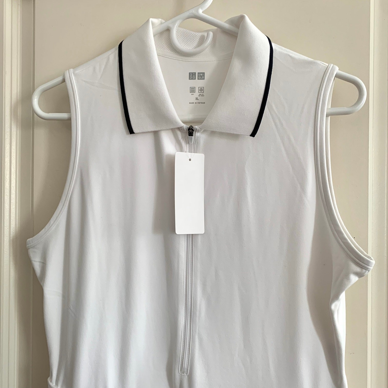 NWT Uniqlo AIRism Soft Polo Sleeveless Dress in White Women's XL thumbnail 3