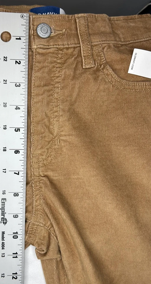 Pantalones de pana acampanados de tiro alto Old Navy para niñas 14 beige tostado elástico Candy Graham Foto 4 de 4