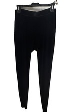 Velvet Stretch Ankle Leggings Black Solid Elastic Waist for Women