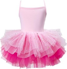 Toddler Girls Tutu Dresses Strap Shiny Tulle Ballet Leotard Ballerina Size 18-24
