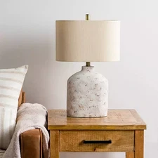 White Distressed Narrow Table Lamp