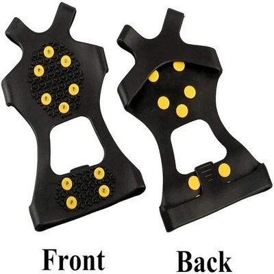 2pcs 10 Steel Studs Crampons Snow Grips Cleats for Ice and Snow Anti-slip Rubber