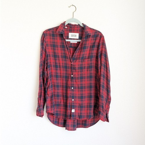 Grayson Red/Navy The Hero Button Down Flannel Plaid Shirt, size 03/M