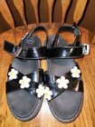 Wonder Nation Girl's Black Strappy Sandals Flower Accents Ankle Buckle US 5 — photo 2
