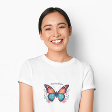 Amazing Grace Watercolor Butterfly T-Shirt | Floral Accen Inspirational Script