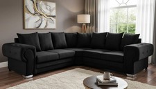 Verona 2C2 Corner Sofa – Black Plush Velvet | 240cm x 240cm | Deep 90cm Seating