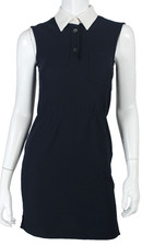 PRADA SPORT Navy Pique Sleeveless Mini Blouson Polo Dress 40