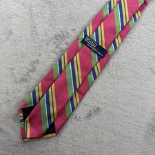 Vintage Polo by Ralph Lauren 100 Silk Tie Italy Hand Made Pink Green Blue Yello