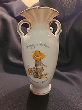 Holly Hobbie Bud Vase "Happy is the Home that Welcomes a Friend"