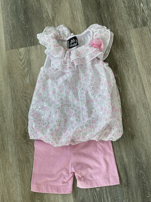 NWOT DDG Darlings girls 24 months pink white two piece short set, G24