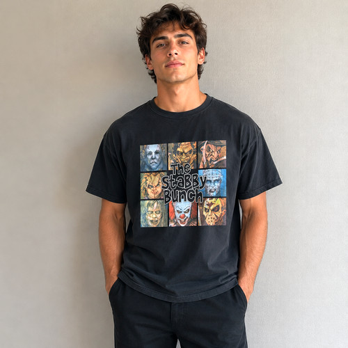The Stabby Bunch T-shirt - Brady Bunch Parody Black XL - IT - Freddy - Chucky