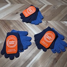 6 Pairs Wonder Nation Toddler Unisex Gloves, Blue / Navy