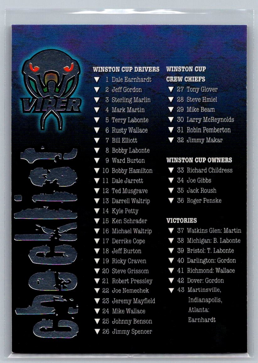 1996 Wheels Viper #76 Checklist