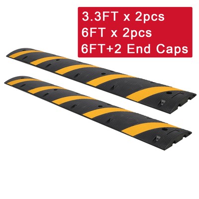 2Pcs Portable Rubber Speed Bumps for Road 2 Channel Modular 25000lbs Speed Bumps