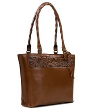 Patricia Nash Vintage Rose Tooled Collection Tan Color Leather
