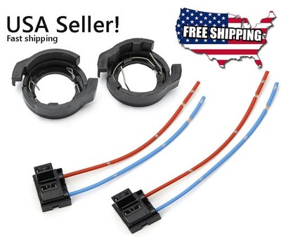 H7 LED HID Halogen Headlght bulb adapter w/wire VW Passat Eos Audi A5 Replace 2X