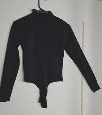 MANGOPOP Women's Mock Turtle Neck Long Sleeve Tops Bodysuit Jumpsuit Black M