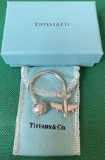 Tiffany  Co. Aviation Airplane World Globe SS .925 KeyChain KeyRing 19 Grams 