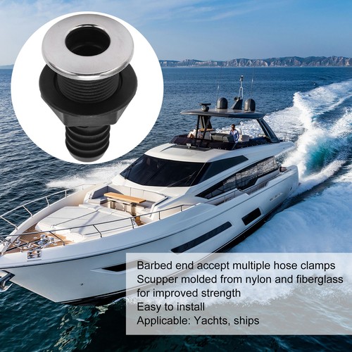 ˜Straight Thru Hull Stainless Steel 316 Cover Nylon Glass Fiber For Yacht Boat - Picture 19 of 22
