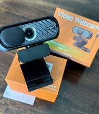 HD 1080P USB Webcam Black Privacy Cover Built-in Microphone Plug  Play