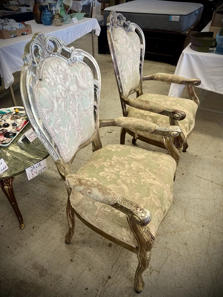 Arm Chairs/ Arm Painted Chairs Set of 2 Vintage Style - Image 4 of 4