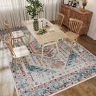 8x10 Area Rug, Vintage Machine Washable Rug for Bedroom, Brown and Blue — photo 10