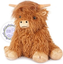 Heatable Weighted Highland Cow Stuffed Animal for Kid Women, Lavender Plush