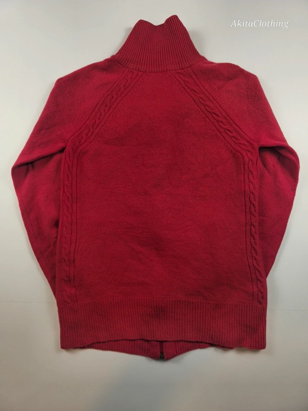 Lacoste Vintage Cardigan Slim Red Cable Knit Stripe Cuff 38 340 image 8