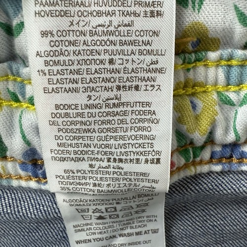 Boden Overalls 7-8y Girls Rainbow Denim Bibs Embroidery Floral Lining Spring - Picture 12 of 13
